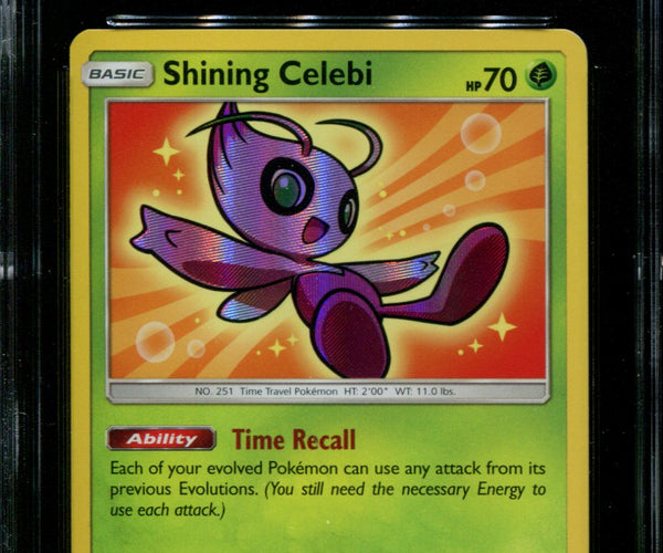 Shining Celebi - SM79 - CGC 8.5 - Black Star Promo - Shining Legends - Squeaks Game World Shining Celebi - SM79 - CGC 8.5 - Black Star Promo - Shining Legends - Squeaks Game World