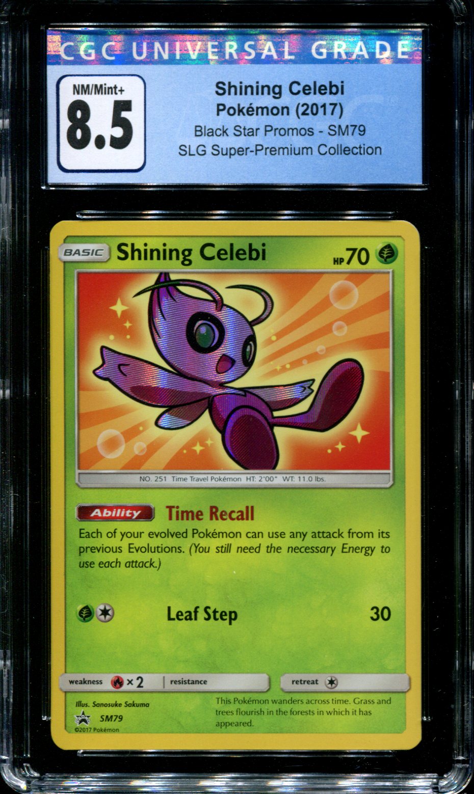 Shining Celebi - SM79 - CGC 8.5 - Black Star Promo - Shining Legends - Squeaks Game World Shining Celebi - SM79 - CGC 8.5 - Black Star Promo - Shining Legends - Squeaks Game World