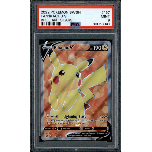 Pikachu V - 157/172 - PSA 9 - Full Art - Brilliant Stars - Pokemon - 68941