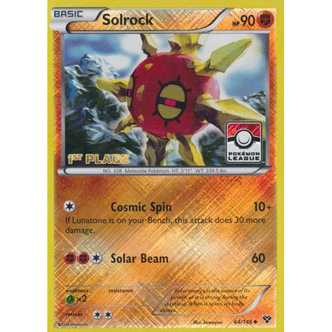Solrock (64/146) (1st Place League Challenge Promo) [XY: Base Set]