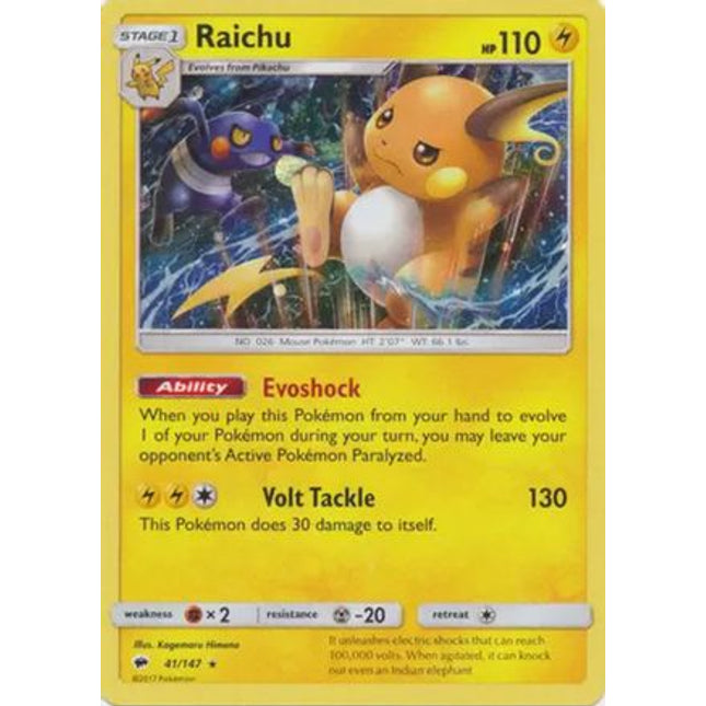 Raichu (41/147) (Cosmos Holo) [Sun & Moon: Burning Shadows]