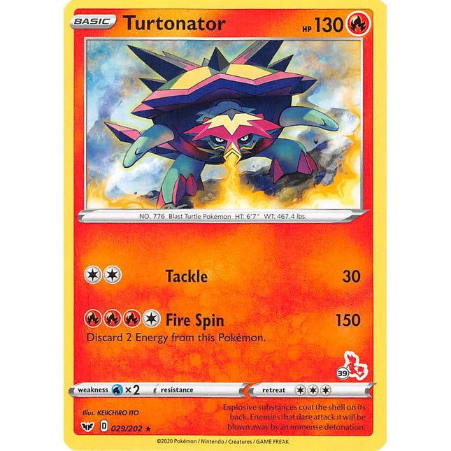 Turtonator (029/202) (Cinderace Stamp #39) [Battle Academy 2022]
