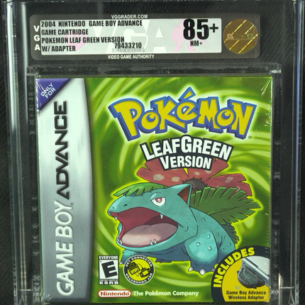 Pokemon Leaf Green w/ Adapter - GBA - VGA 85+ - Gold - Gameboy Advance Nintendo - Brand New Sealed