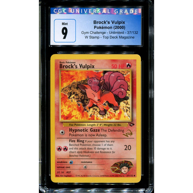 Brock's Vulpix - 37/132 - CGC 9 - Gym Challenge - Unlimited - W Stamp - Pokemon - 92054