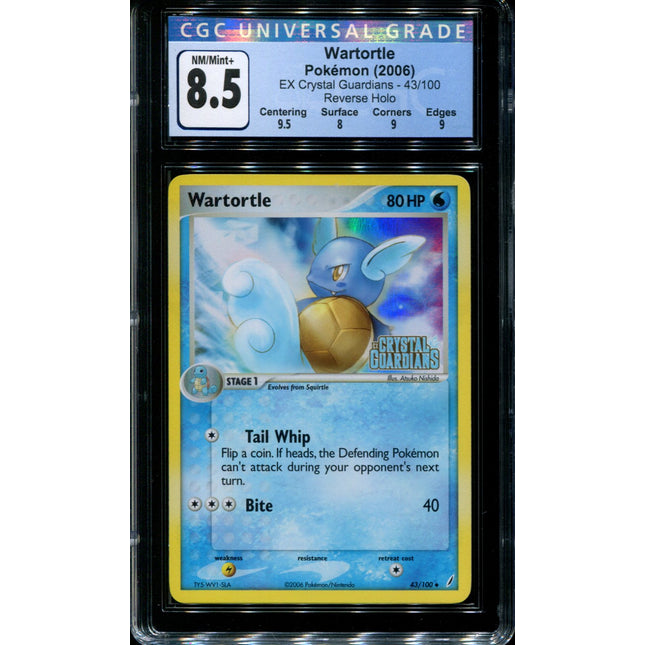 Wartortle - 43/100 - CGC 8.5 - Reverse Holo - Crystal Guardians - 36740