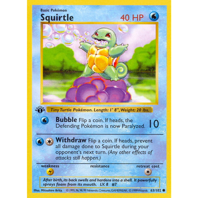 Squirtle (63/102) (Shadowless) [Base Set 1st Edition]