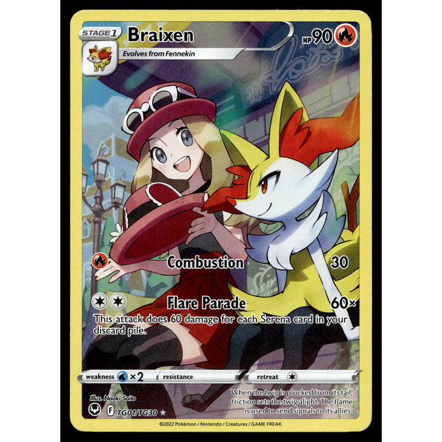 Braixen - TG01/TG30 - NM - Full Art - Silver Tempest - Pokemon - A6-1