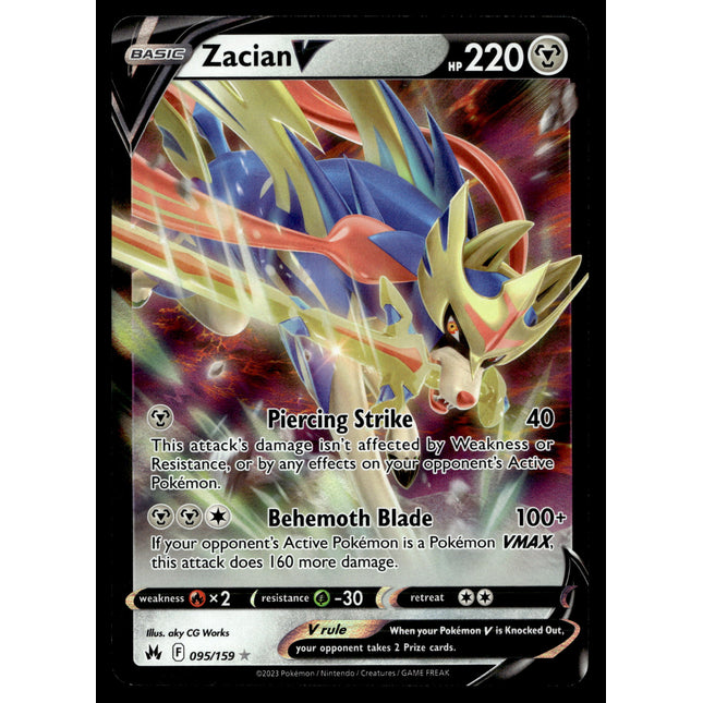 Zacian V - 095/159 - NM - Ultra Rare - Crown Zenith - Pokemon - A8-72