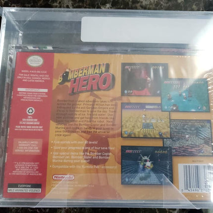 Bomberman Hero - Nintendo 64 - VGA 75+ - Silver - EX+/NM - Brand New Sealed