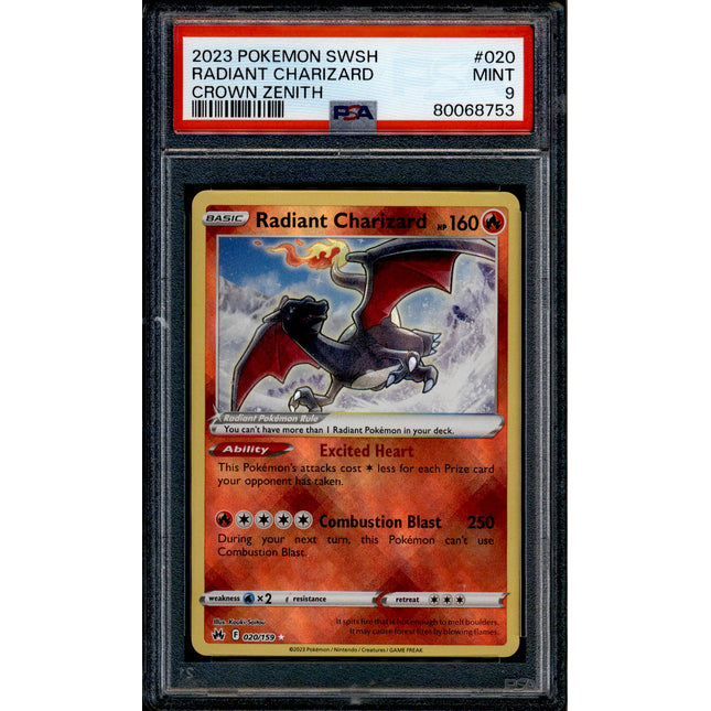 Radiant Charizard - 020/159 - PSA 9 - Holo - Crown Zenith - Pokemon - 68753