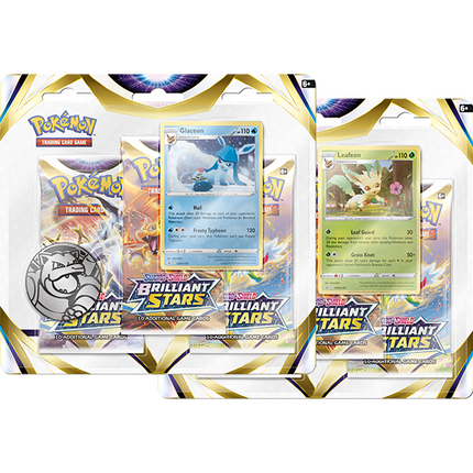 Brilliant Stars 3 Pack Blister Case - (24x 3-pack blisters) - Glaceon & Leafeon
