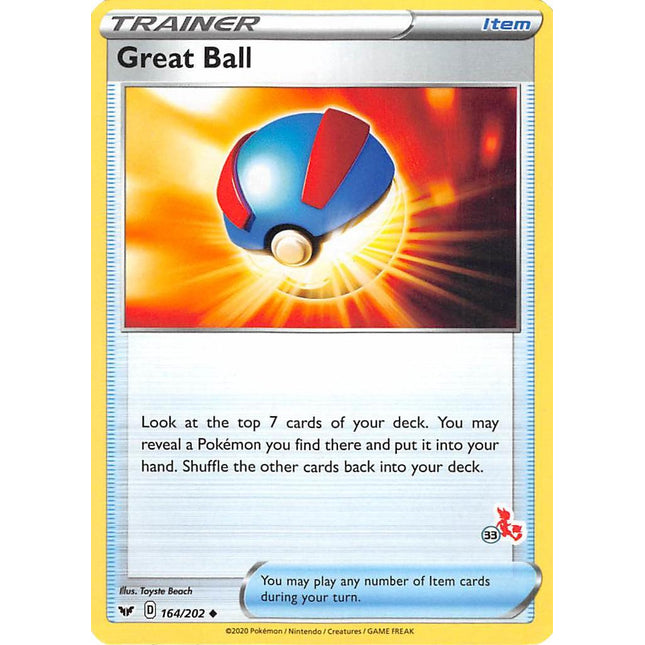 Great Ball (164/202) (Cinderace Stamp #33) [Battle Academy 2022]
