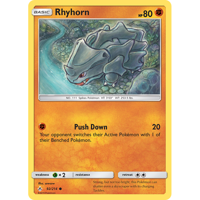 Rhyhorn (92/214) [Sun & Moon: Unbroken Bonds]