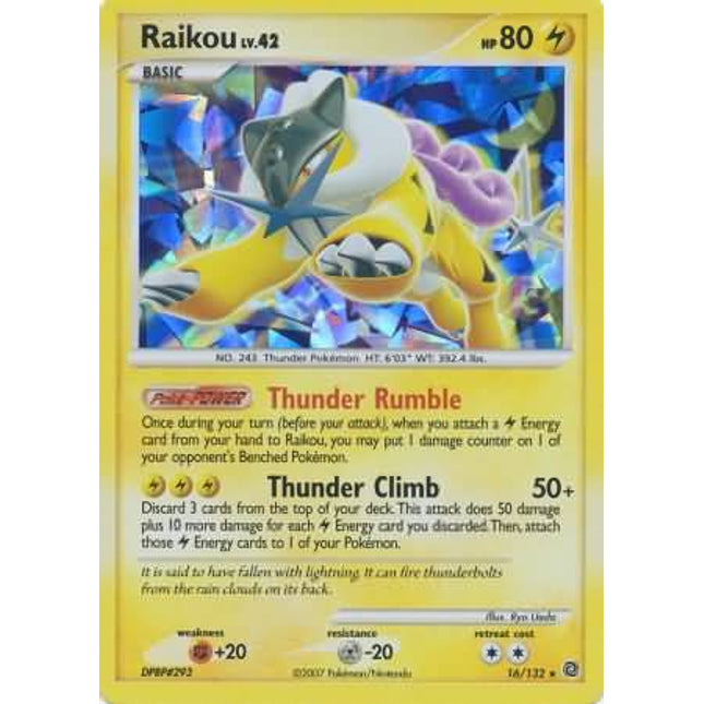 Raikou (16/132) (Cracked Ice Holo) [Diamond & Pearl: Secret Wonders]