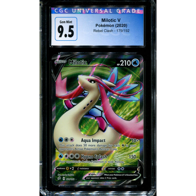 Milotic V - 179/192 - CGC 9.5 - Rebel Clash - Full Art - Pokemon - 91151
