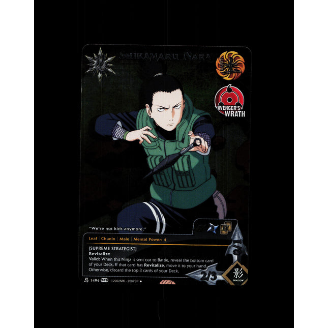 Shikamaru Nara - 1494 - NM - Avenger's Wrath Promo - S26 - Naruto CCG - D3-120