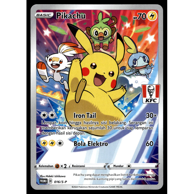 Pikachu - 016/S-P - PSA NM - Indonesian - KFC - Promo - Pokemon - A1-51