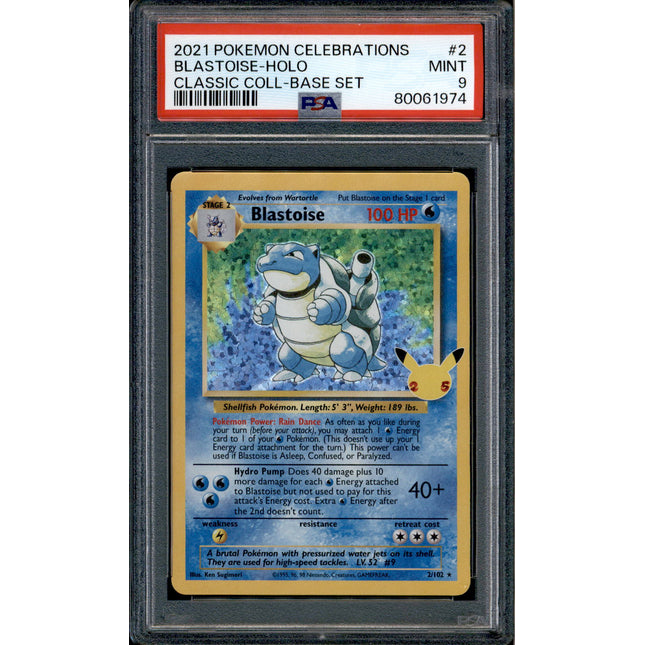 Blastoise - 2/102 - PSA 9 - Holo - Celebrations - Pokemon - 61974