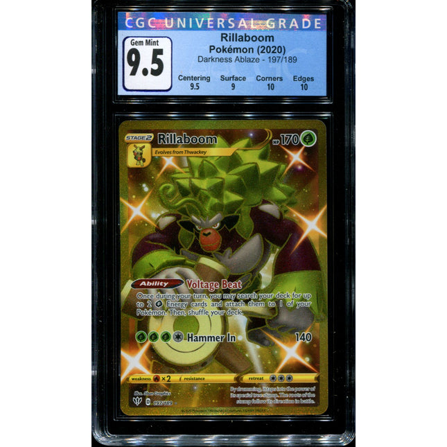Rillaboom - 197/189 - CGC 9.5 Gem Mint - Darkness Ablaze - 68100