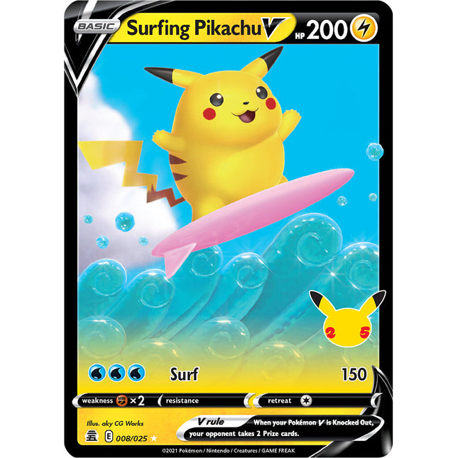 Surfing Pikachu V (008/025) [Celebrations: 25th Anniversary]