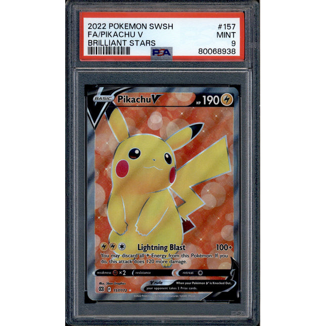 Pikachu V - 157/172 - PSA 9 - Full Art - Brilliant Stars - Pokemon - 68938