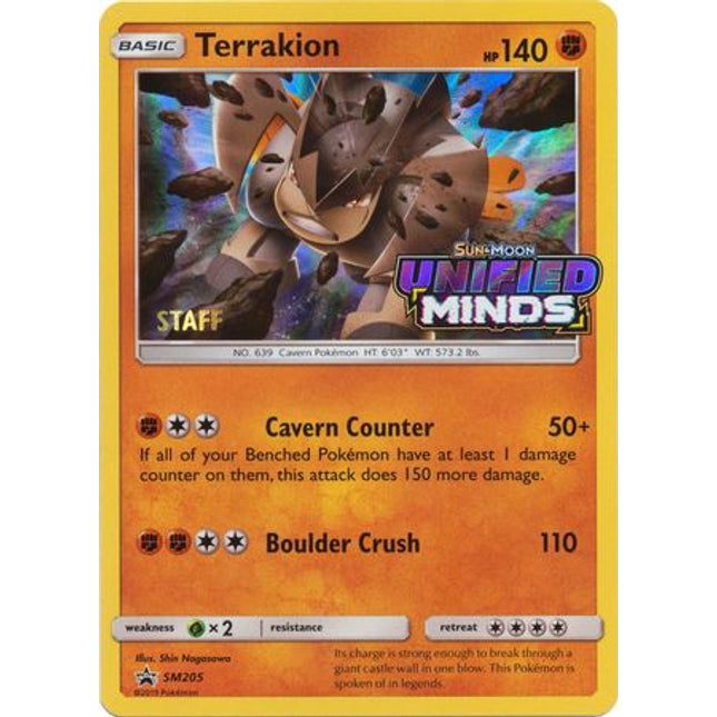 Terrakion (Staff Prerelease Promo) [SM Black Star Promos]
