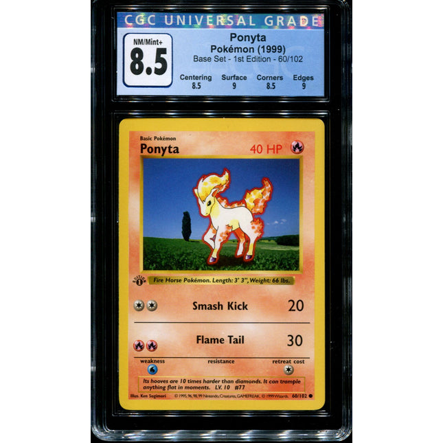 Ponyta - 1st Edition - 60/102 - CGC 8.5 - Base Set - Pokemon - 65027