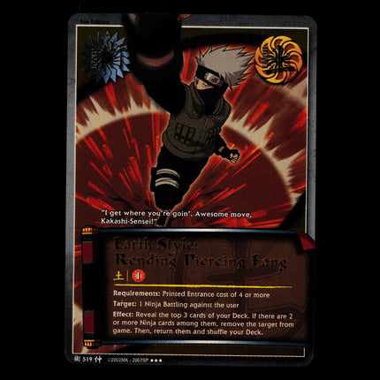 Earth Style: Rending Piercing Fang - 519 - NM - 1st Edition - Foil - Naruto CCG - D3-30