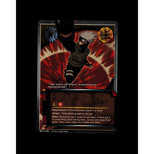 Earth Style: Rending Piercing Fang - 519 - NM - 1st Edition - Foil - Naruto CCG - D3-30