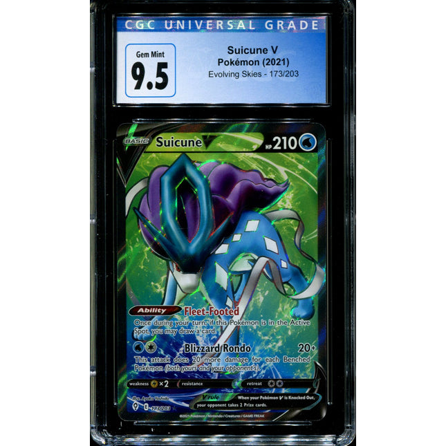 Suicune V - 173/203 - CGC 9.5 - Evolving Skies - Full Art - Pokemon - 91170