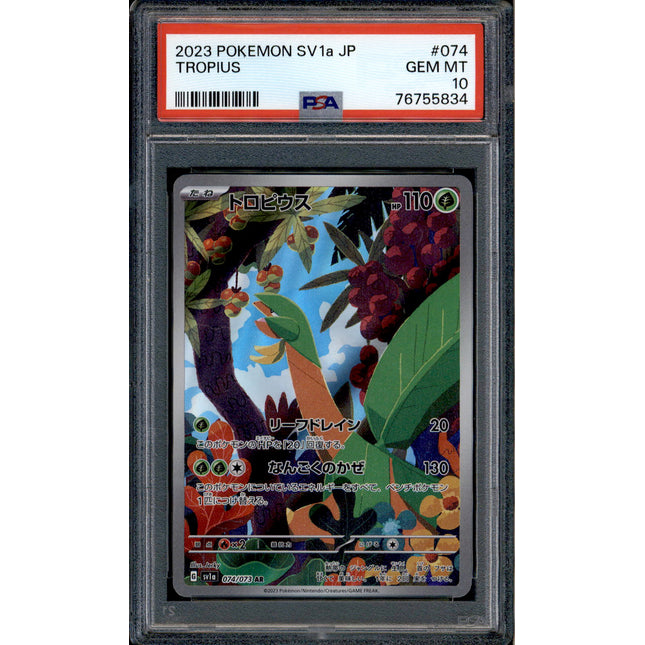 Tropius - 074/073 - PSA 10 - AR Japanese - SV1a - Pokemon - 55834