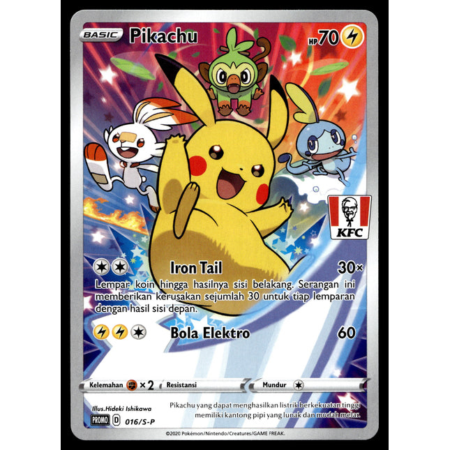 Pikachu - 016/S-P - PSA NM - Indonesian - KFC - Promo - Pokemon - A1-47