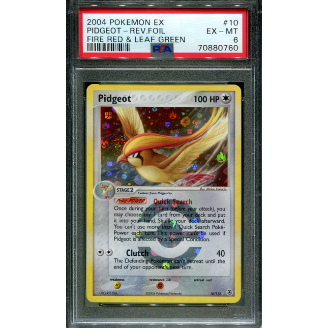 Pidgeot - 10/112 - PSA 6 - Reverse Holo - FRLG - Pokemon - 80760
