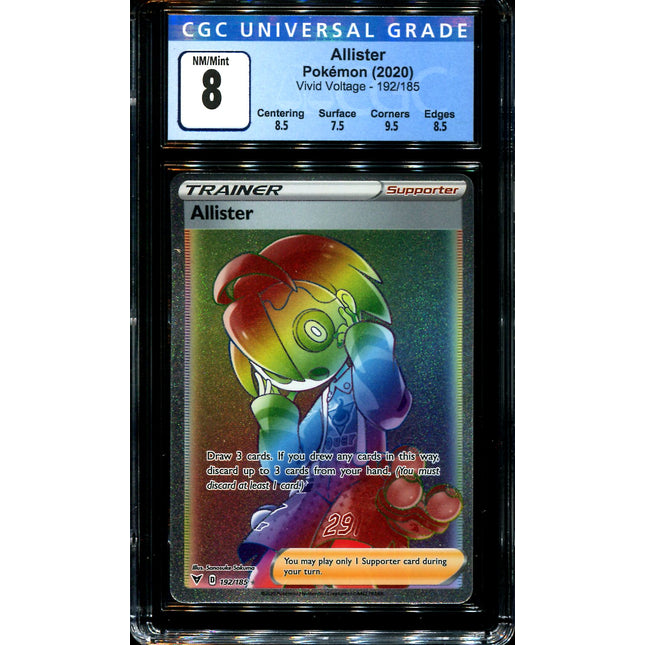 Allister - 192/185 - CGC 8 - Hyper Rare - Vivid Voltage - Pokemon - 28278