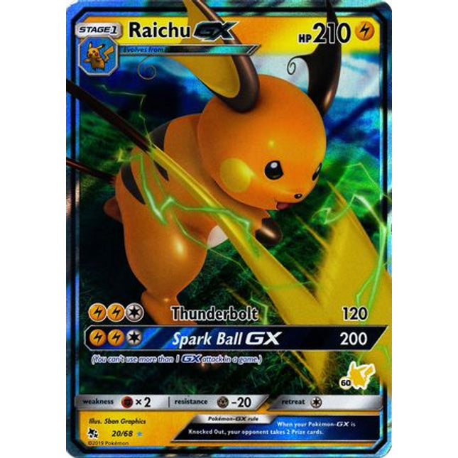 Raichu GX (20/68) (Pikachu Stamp #60) [Battle Academy 2020]