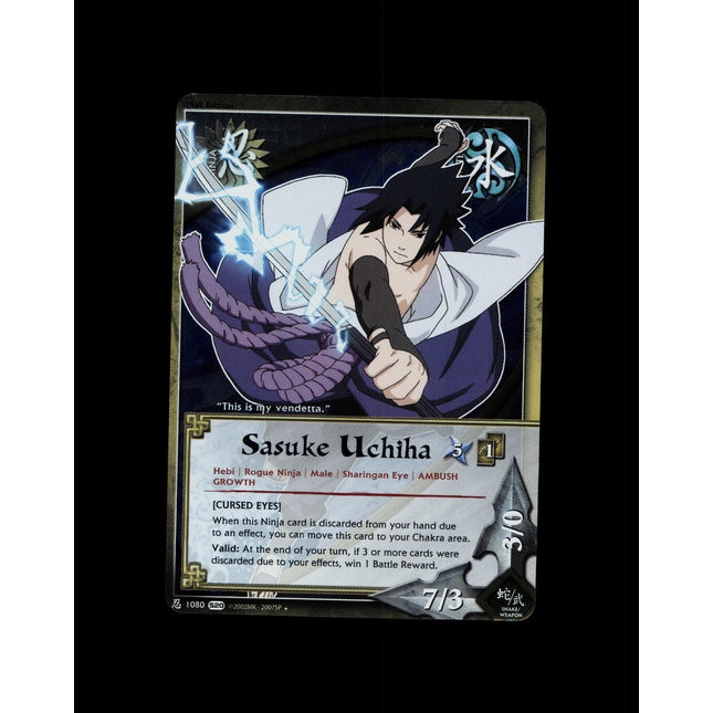 Sasuke Uchiha - 1080 - NM - 1st Edition Foil - S20 - Naruto CCG - D4-6