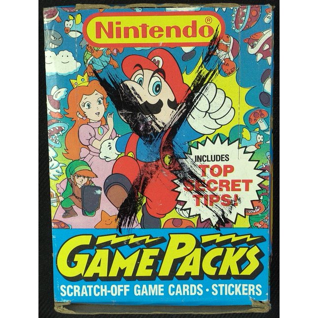 Nintendo Game Packs - Topps - Scratch Off Cards - Booster Box (Sealed Packs) - Heavily Used Condition - Rare