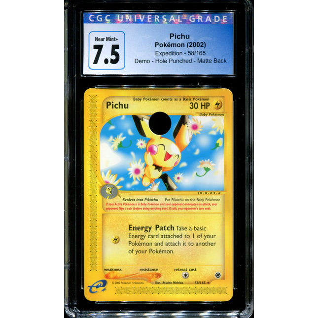 Pichu - 58/165 - CGC 7.5 - Expedition - Demo - Hole Punched Matte Back - Pokemon - 91086