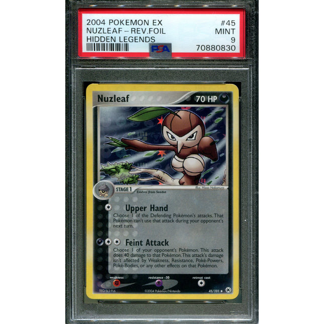 Nuzleaf - 45/101 - PSA 9 - Reverse Holo - Hidden Legends - Pokemon - 80830