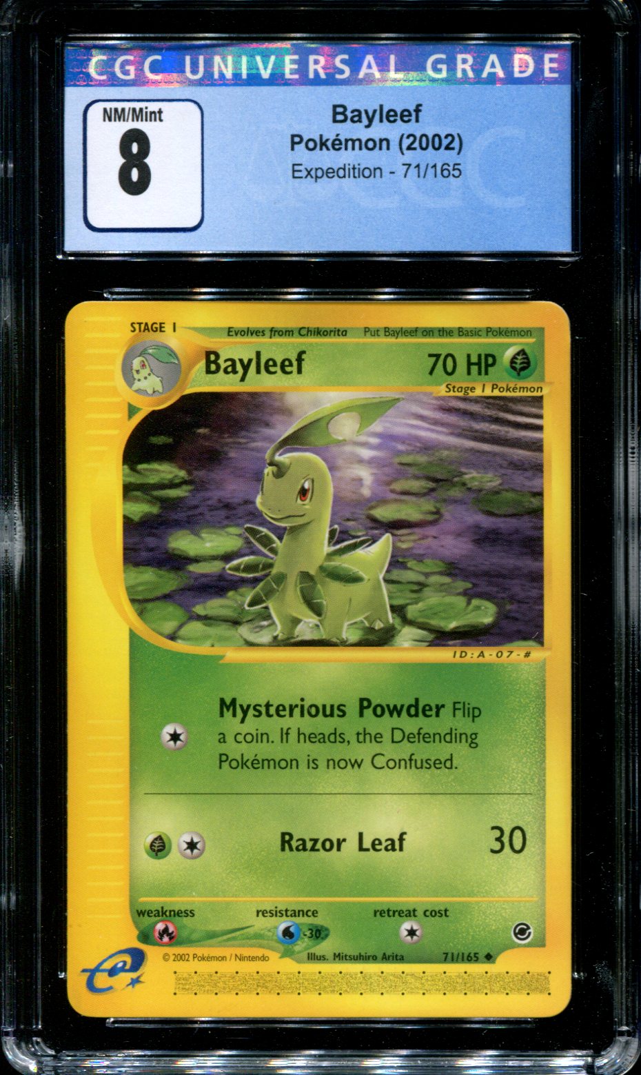 Bayleef - 71/165 - CGC 8 - Uncommon - Expedition - Pokemon - 15290 Squeaks Game World Bayleef - 71/165 - CGC 8 - Uncommon - Expedition - Pokemon - 15290 Squeaks Game World