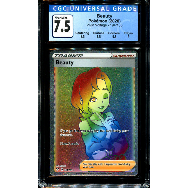 Beauty - 194/185 - CGC 7.5 - Hyper Rare - Vivid Voltage - Pokemon - 28286