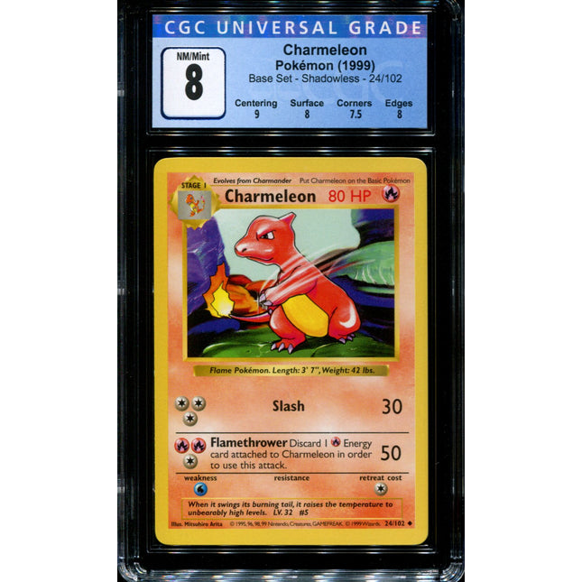 Charmeleon - 24/102 - CGC 8 - Shadowless - Base Set - Pokemon - 36164