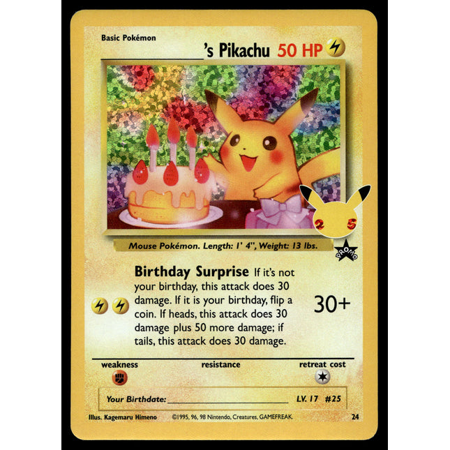 Birthday Pikachu - 24 - NM - Promo - Celebrations - Pokemon - A7-85