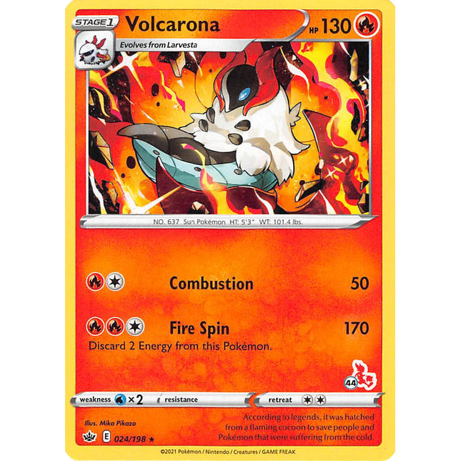 Volcarona (24/198) (Cinderace Stamp #44) [Battle Academy 2022]