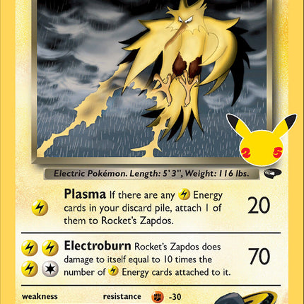Rocket's Zapdos (15/132) [Celebrations: 25th Anniversary - Classic Collection]