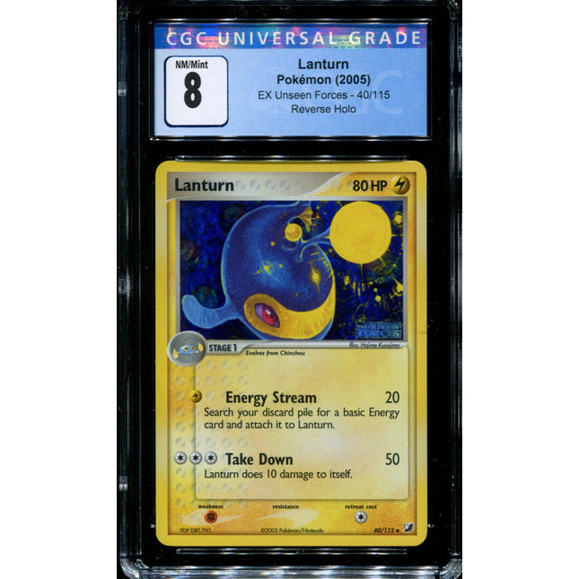 Lanturn - 40/115 - CGC 8 - Reverse Holo - Ex Unseen Forces - Pokemon -  15220