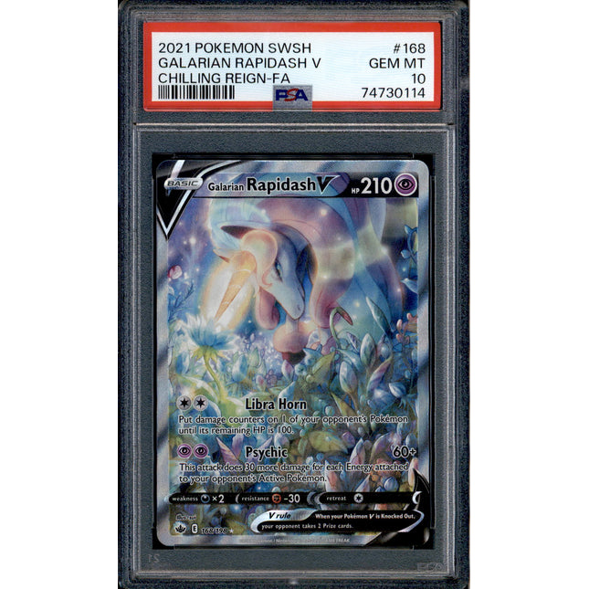 Galarian Rapidash V - 168/198 - PSA 10 - Alt Art - Chilling Reign - Pokemon - 30114