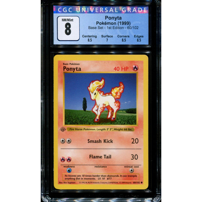 Ponyta - 60/102 - CGC 8 - 1st Edition - Base Set - Pokemon - 38138