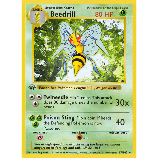 Beedrill (17/102) (Shadowless) [Base Set 1st Edition]