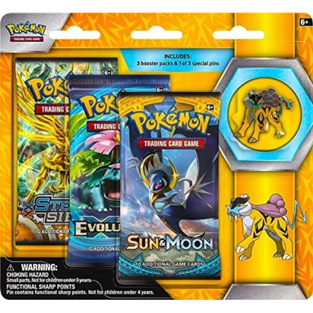 Raikou Pin - Pokemon - 3x Booster Blister Pack - Sealed - New